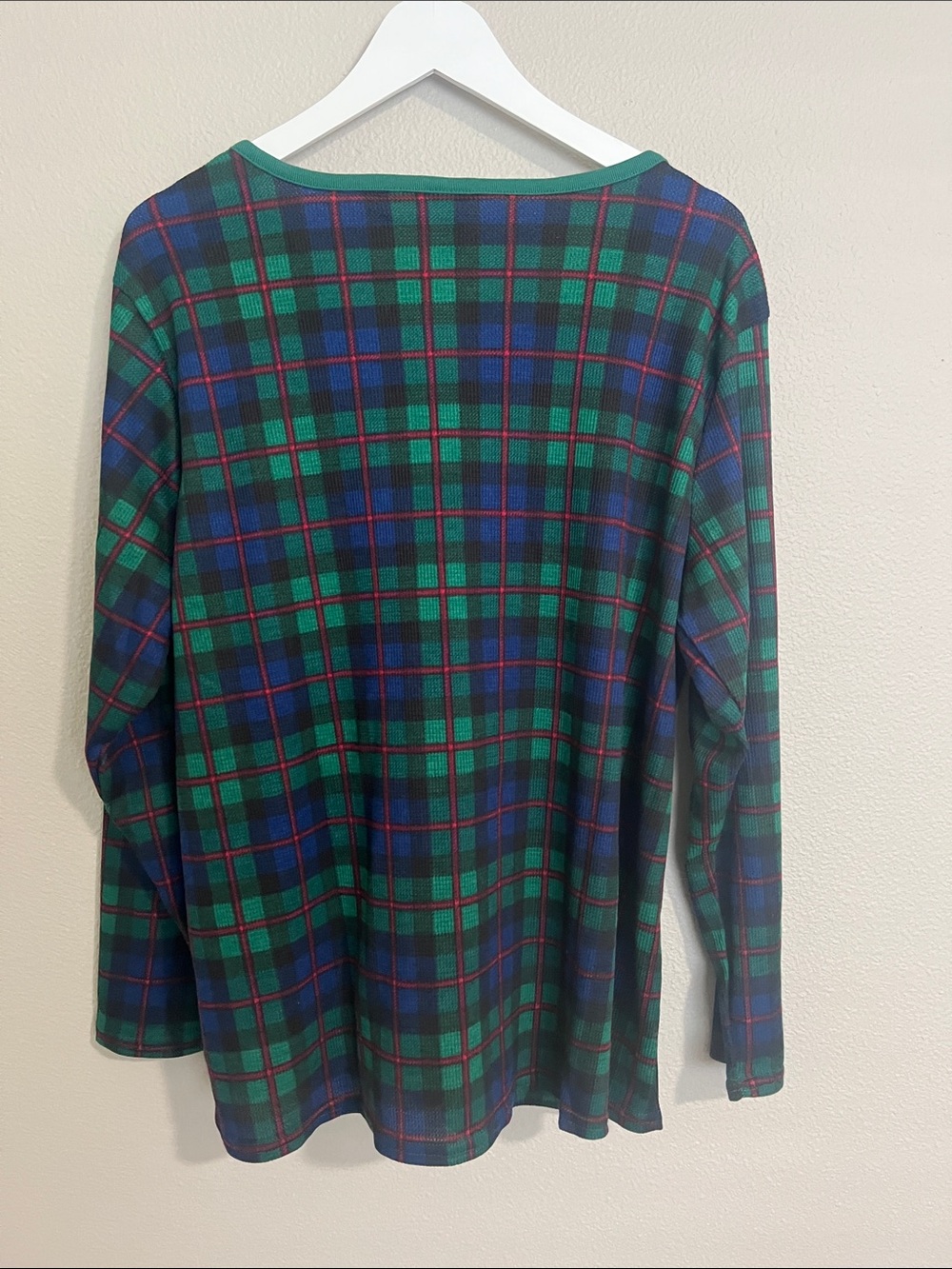 NWT PJ Place Green & Blue Plaid Long-Sleeve Pajama Top - Picture 5 of 9